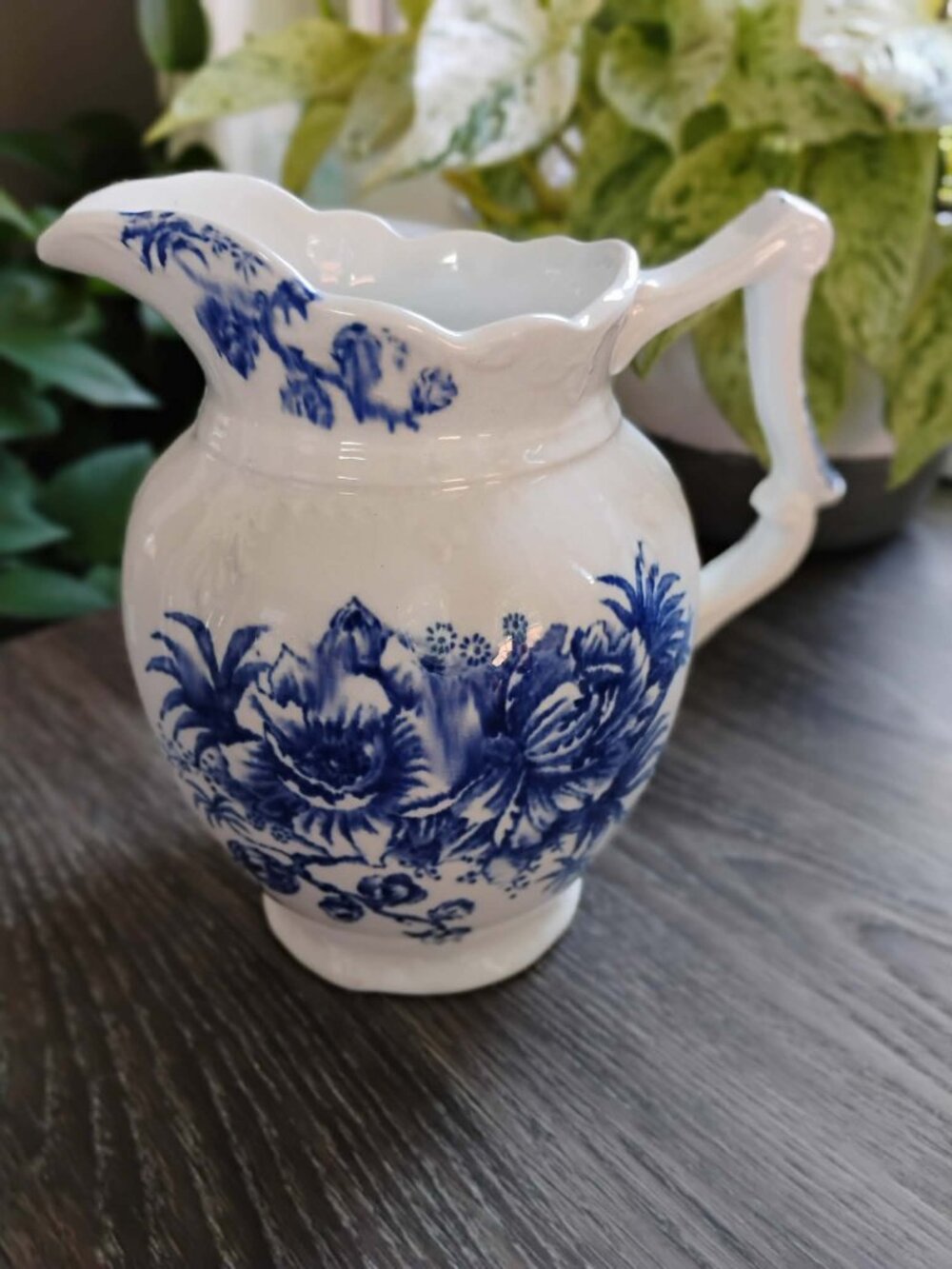 Vintage Celtic England Floral Pitcher 7" Blue & White Made in England